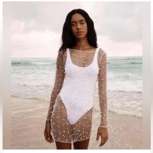 Ezili sheer pearl studded cover up